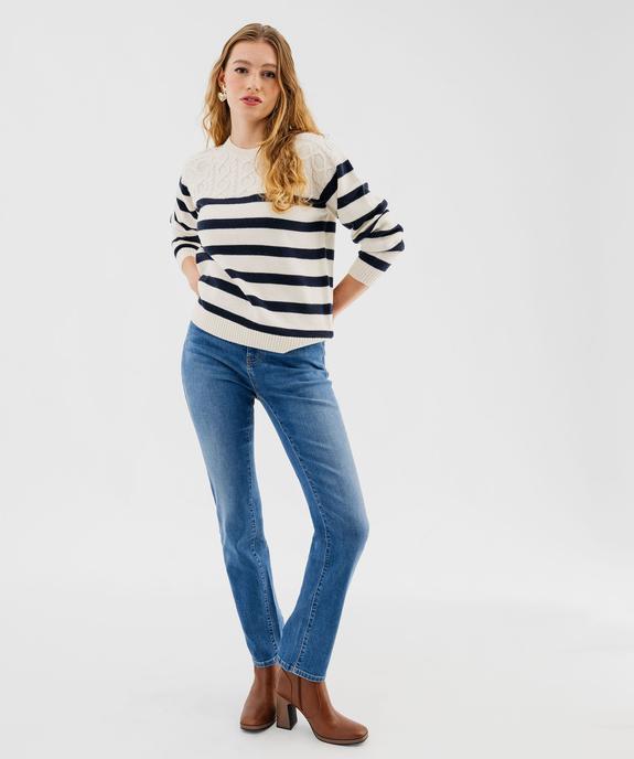 Pull en laine à rayures et maille fantaisie femme - LuluCastagnette vue6 - LULUCASTAGNETTE - GEMO