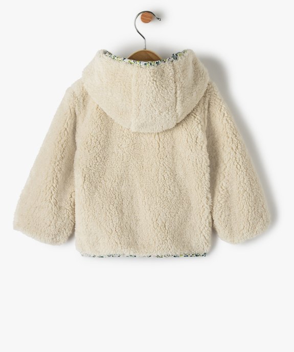 Veste bébé fille en sherpa avec doublure à motifs fleuris vue4 - GEMO 4G BEBE - GEMO