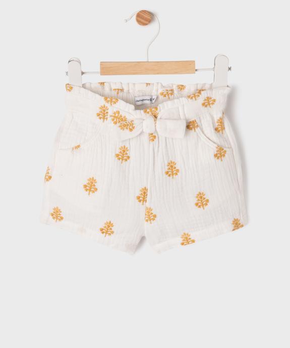 Short ample en double gaze de coton brodée bébé fille - LuluCastagnette vue2 - LULUCASTAGNETTE - GEMO