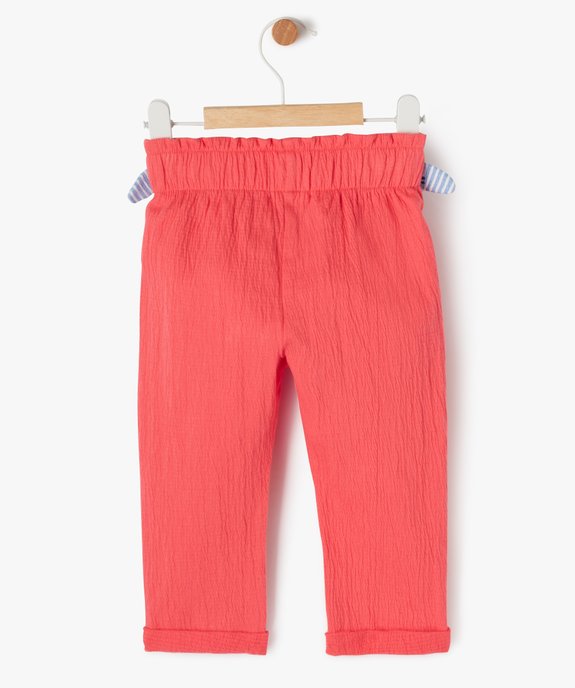 Pantalon en maille légère gaufrée et extensible bébé fille vue3 - GEMO(BEBE DEBT) - GEMO