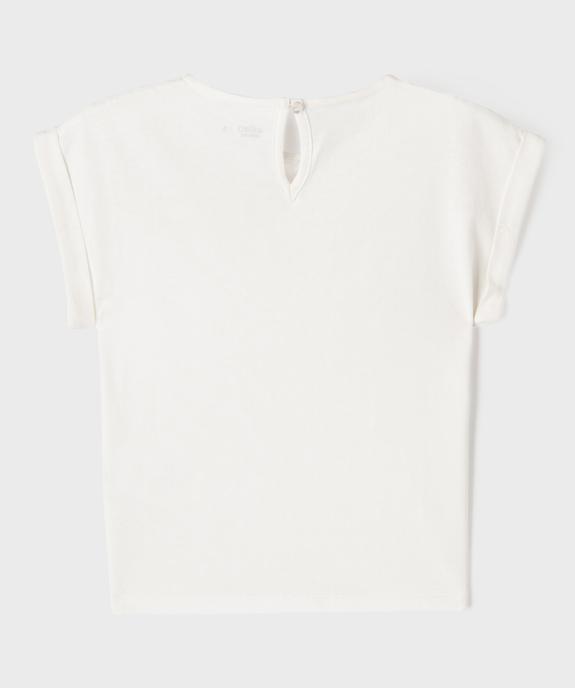 Tee-shirt manches courtes avec détails brodés fille vue3 - GEMO 4G FILLE - GEMO