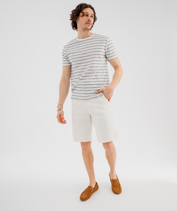 Tee-shirt manches courtes rayé en maille piquée homme vue4 - GEMO 4G HOMME - GEMO