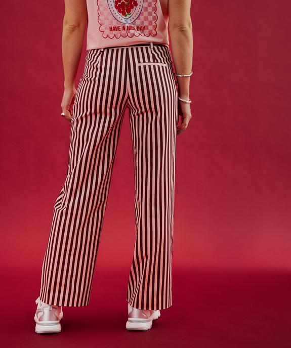 Pantalon large à rayures en coton stretch femme vue4 - GEMO(FEMME PAP) - GEMO