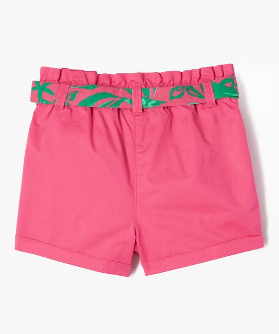 Short en toile taille haute avec ceinture à nouer fille vue4 - GEMO (ENFANT) - GEMO