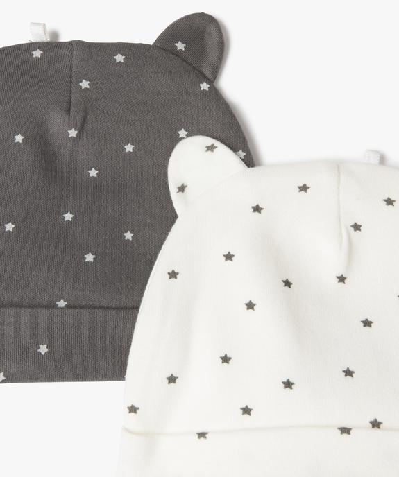 Bonnets de naissance bébé garçon en coton (lot de 2) vue2 - GEMO(BB COUCHE) - GEMO