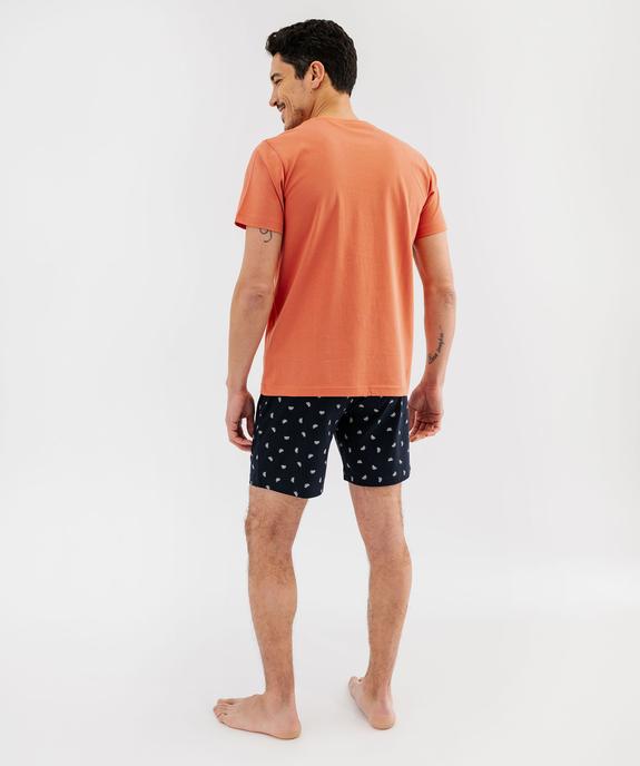 Pyjashort bicolore en coton homme vue3 - GEMO 4G HOMME - GEMO