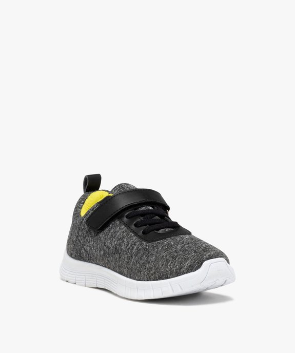 Baskets garçon running en jersey avec détails fluo vue2 - GEMO (ENFANT) - GEMO