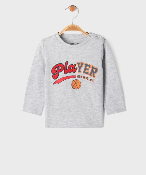 Tee-shirt manches longues avec inscription sport brodée bébé garçon vue1 - GEMO 4G BEBE - GEMO