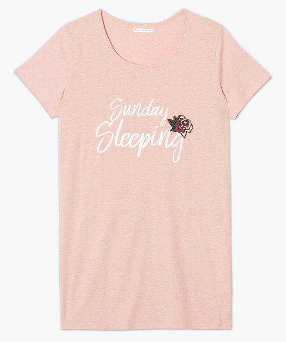 Chemise de nuit à manches courtes avec motifs femme grande taille vue4 - GEMO 4G FEMME - GEMO