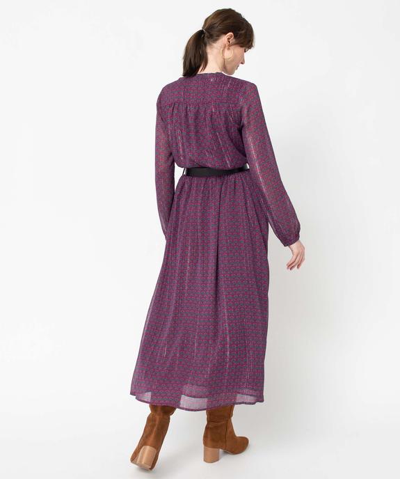 Robe femme en voile à manches longues avec ceinture à boucle vue3 - GEMO(FEMME PAP) - GEMO