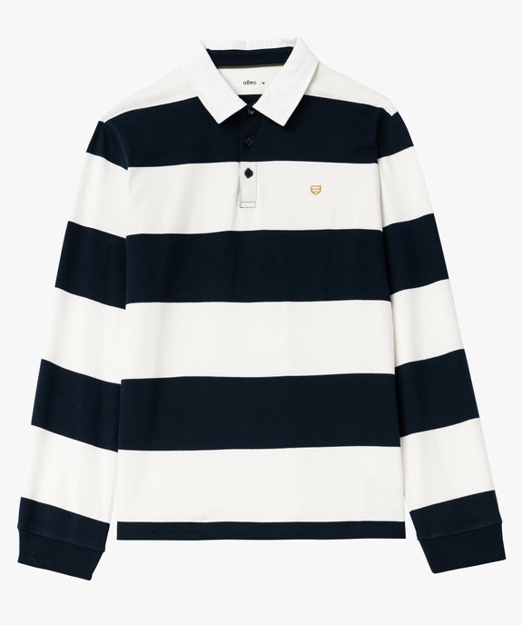 Polo à manches longues à larges rayures homme vue4 - GEMO (HOMME) - GEMO