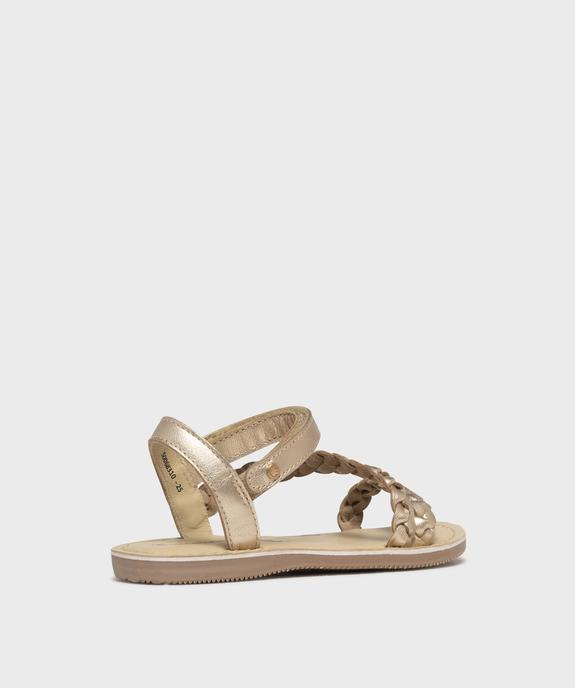 Sandales dessus cuir tressé fermeture scratch fille - LuluCastagnette vue4 - LULUCASTAGNETTE - GEMO