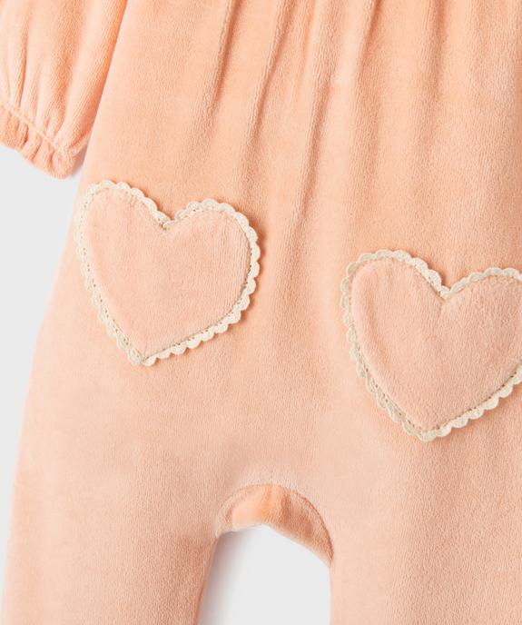 Pyjama en velours avec coeurs brodés bébé fille vue2 - GEMO 4G BEBE - GEMO
