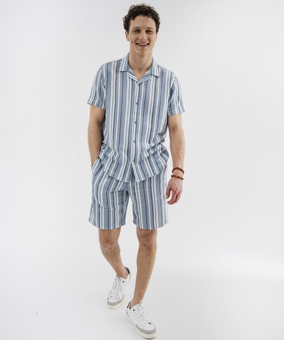 Bermuda rayé en textile de coton tissé homme vue4 - GEMO 4G HOMME - GEMO