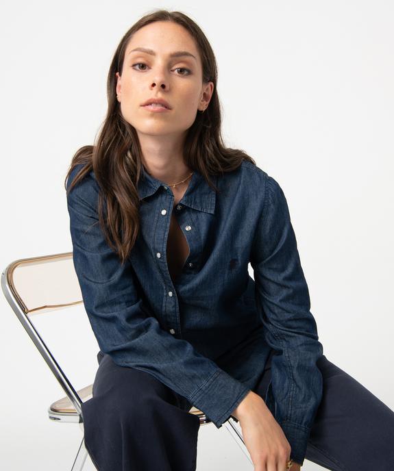 Chemise en jean femme à manches longues  - LuluCastagnette vue2 - LULUCASTAGNETTE - GEMO