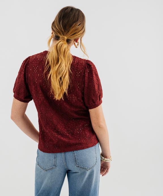 Tee-shirt à manches courtes en maille ajourée femme vue3 - GEMO 4G FEMME - GEMO