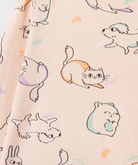 Pyjama en coton motifs animaux fille vue2 - GEMO 4G FILLE - GEMO