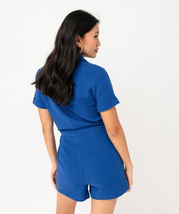 Combishort en gaze de coton avec col tailleur femme vue3 - GEMO(FEMME PAP) - GEMO