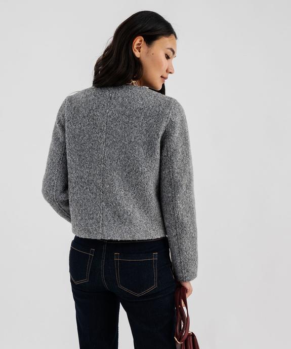 Veste courte en maille bouclée femme vue3 - GEMO 4G FEMME - GEMO