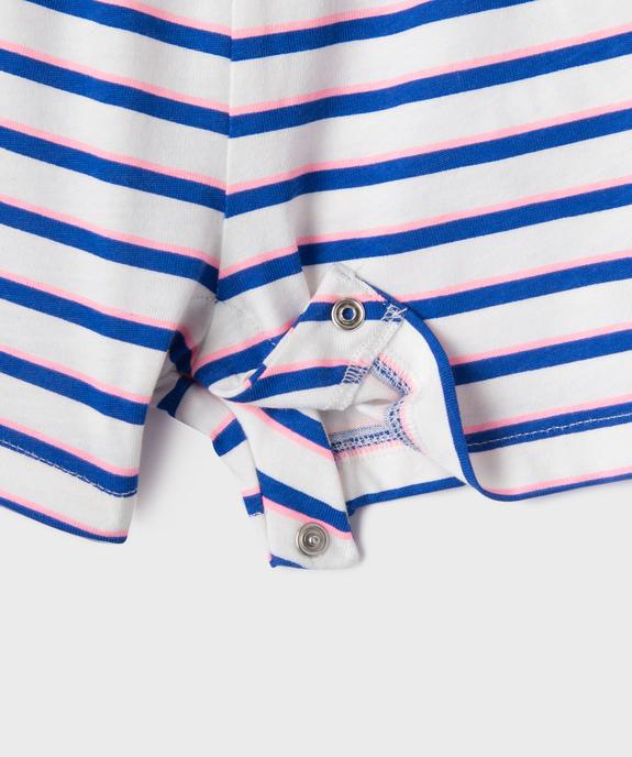 Combishort en coton avec bretelles à volants bébé fille  vue2 - GEMO 4G BEBE - GEMO