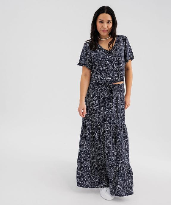 Jupe longue à volants en viscose fleurie et légère femme vue4 - GEMO 4G FEMME - GEMO