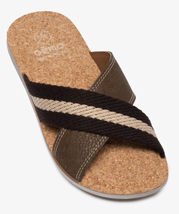 Mules homme à semelle en liège et larges brides croisées vue5 - GEMO (CASUAL) - GEMO