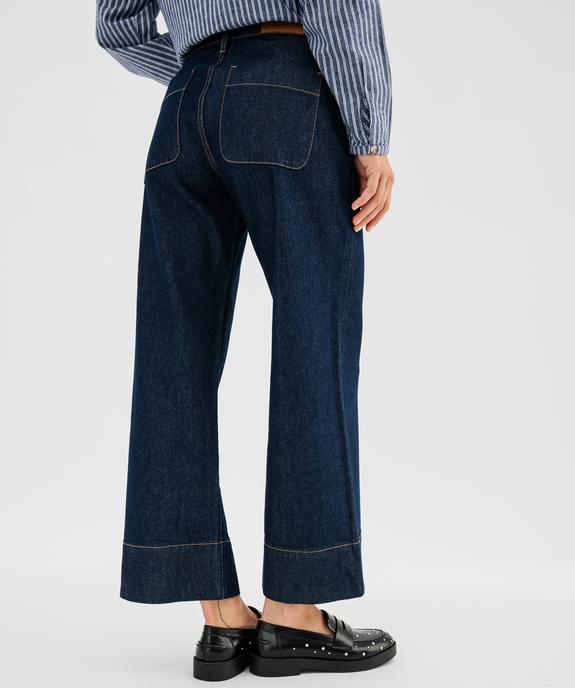 Jean wide leg en denim de coton avec poches plaquées femme vue4 - GEMO 4G FEMME - GEMO