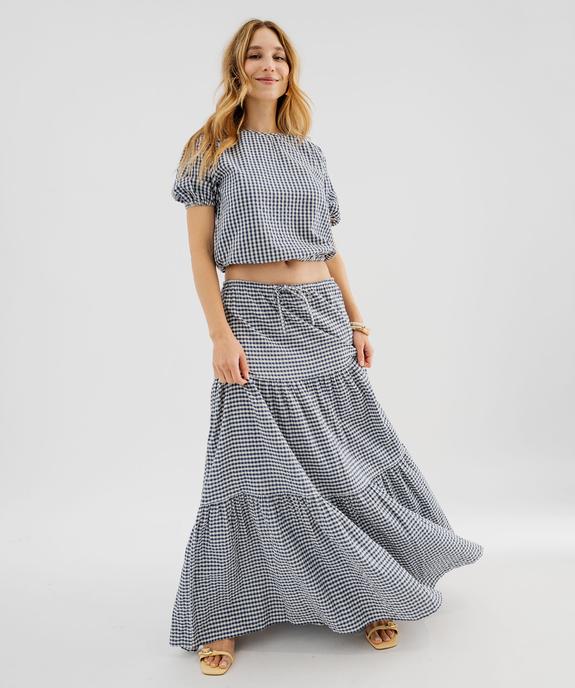 Jupe longue et ample à carreaux vichy femme vue4 - GEMO(FEMME PAP) - GEMO