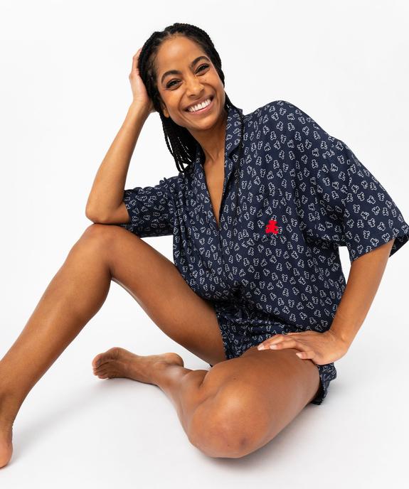 Pyjashort fluide à haut chemise femme - LuluCastagnette vue1 - LULUCASTAGNETTE - GEMO