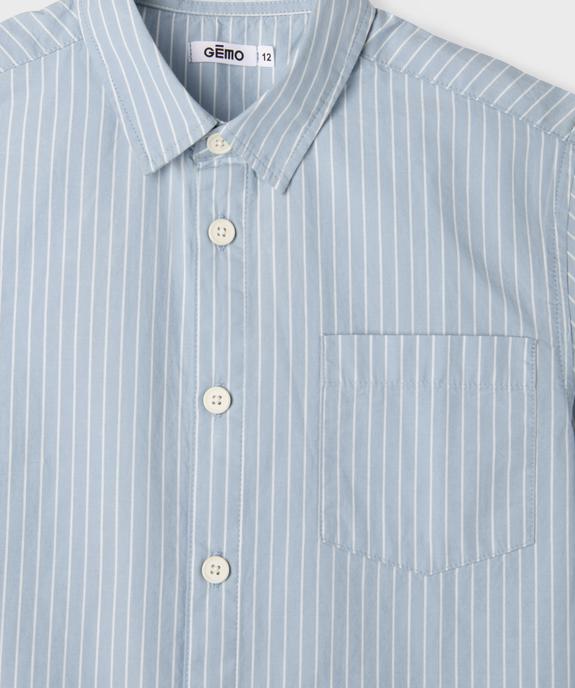 Chemise rayée en coton garçon vue2 - GEMO (JUNIOR) - GEMO