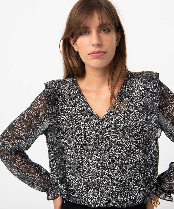 Tee-shirt femme avec manches en voile et volants vue2 - GEMO(FEMME PAP) - GEMO