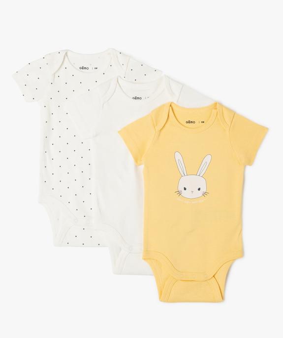 Body à manches courtes avec motifs variés bébé fille (lot de 3) vue1 - GEMO 4G BEBE - GEMO