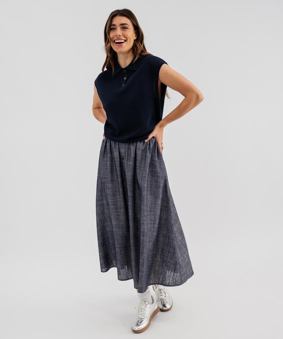 Jupe longue à boutons en chambray femme - LuluCastagnette vue4 - LULUCASTAGNETTE - GEMO