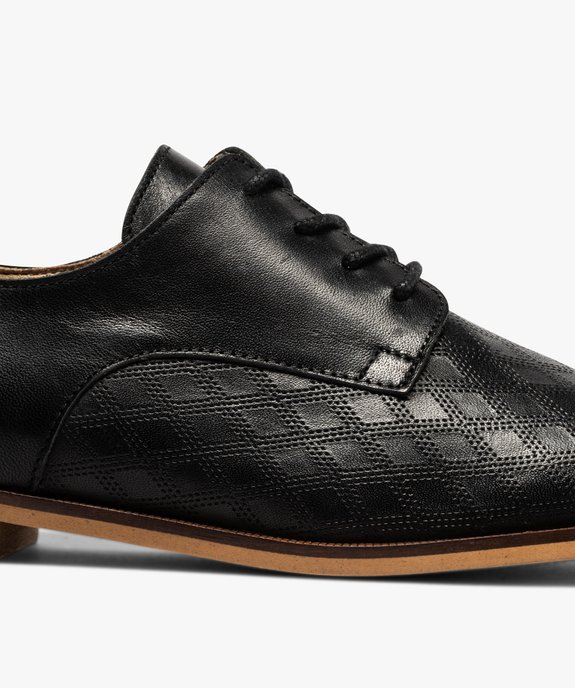 Derbies femme à talon plat et tige perforée vue6 - GEMO (CASUAL) - GEMO