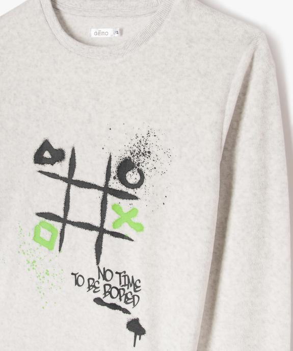 Pyjama en velours avec motif graffitis garçon vue2 - GEMO (JUNIOR) - GEMO