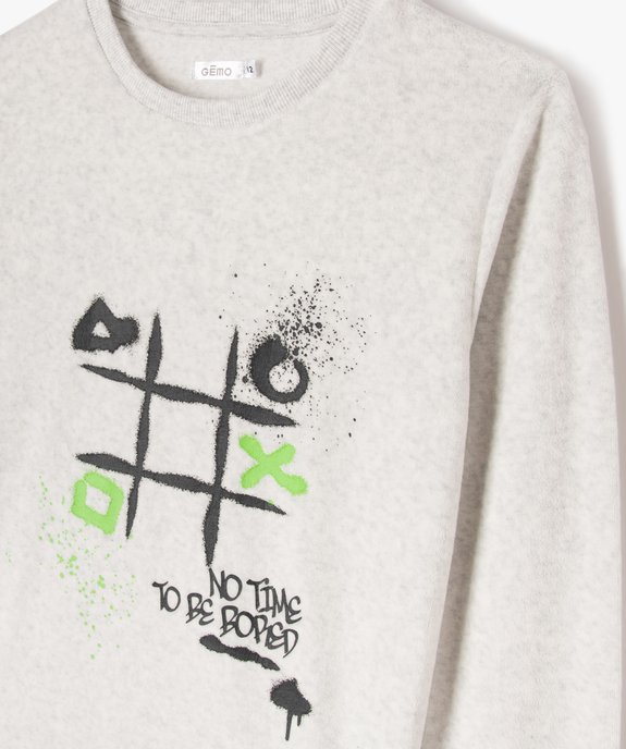 Pyjama en velours avec motif graffitis garçon vue2 - GEMO (JUNIOR) - GEMO