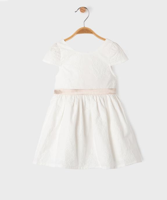 Robe de cérémonie brodée avec ceinture en satin bébé fille vue1 - GEMO(BEBE DEBT) - GEMO