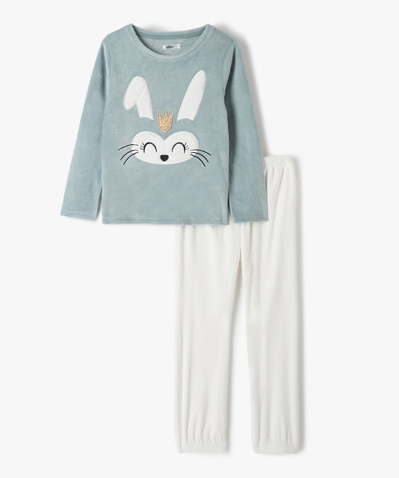 Pyjama fille en velours intérieur peluche imprimé lapin vue1 - GEMO (ENFANT) - GEMO
