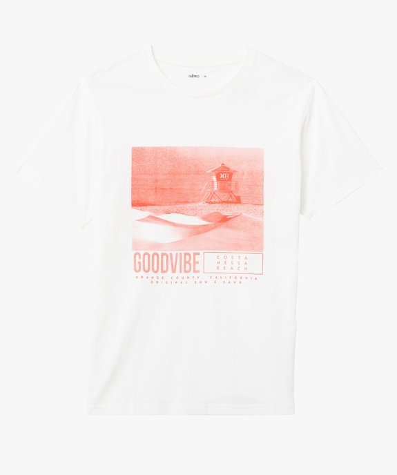 Tee-shirt homme à manches courtes motif plage californienne vue4 - GEMO 4G HOMME - GEMO