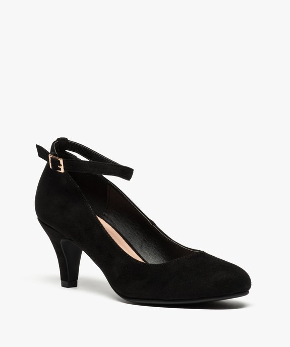 Escarpins femme unis en suédine avec bride cheville vue2 - GEMO(URBAIN) - GEMO