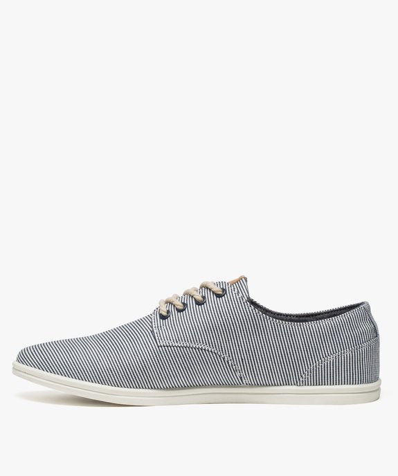 Baskets homme tige basse en toile avec lacets en corde Dessus rayé vue3 - GEMO (CASUAL) - GEMO