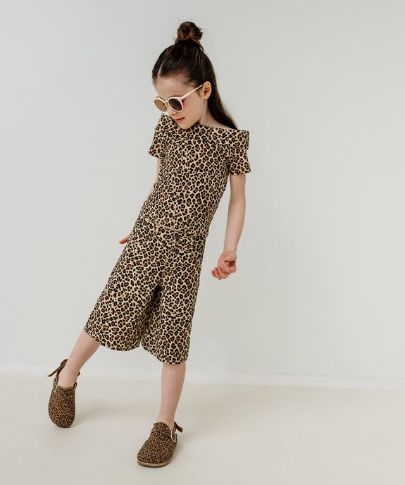 Bermuda en jean imprimé léopard fille vue1 - GEMO 4G FILLE - GEMO