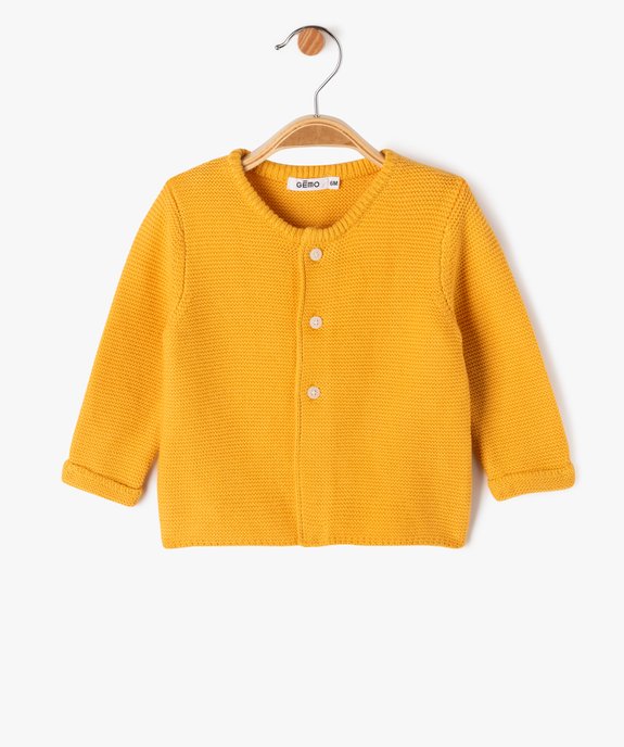 Gilet brassière en coton tricoté à col rond bébé vue1 - GEMO(BB COUCHE) - GEMO