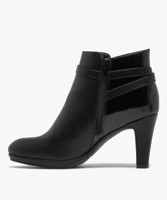 Bottines femme à talon fin avec détail vernis et à zip vue4 - GEMO(URBAIN) - GEMO