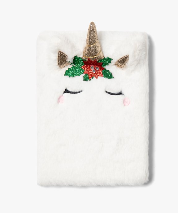 Carnet A5 ligné avec couverture duveteuse motif licorne vue1 - GEMO (ENFANT) - GEMO