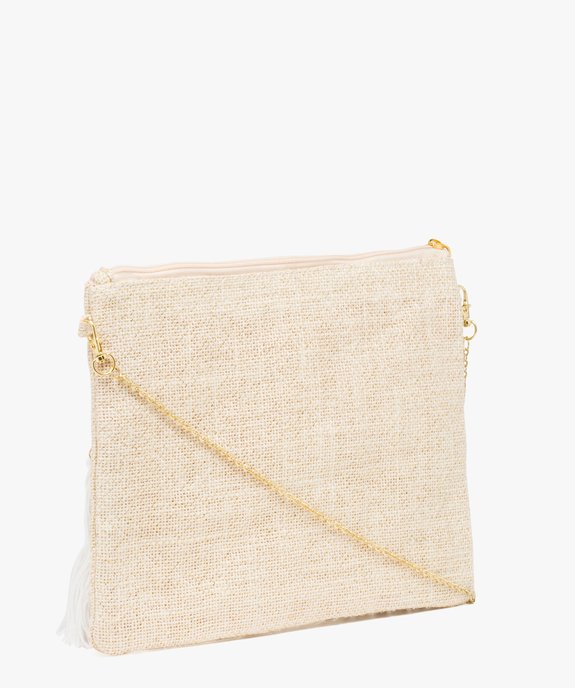 Sac pochette femme en toile dorée ornée de coquillages vue2 - FOLLOW ME 2 - GEMO