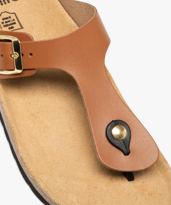 Mules femme en cuir uni à entre-doigts et à boucle vue7 - GEMO (CASUAL) - GEMO