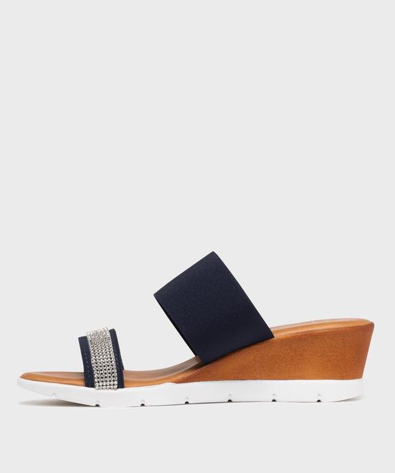 Mules à talon compensé, semelle sport et brides élastiques à strass femme vue3 - VALENTINA BALDA - GEMO