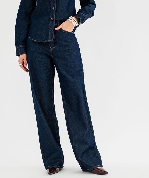 Jean wide leg taille haute femme vue2 - GEMO 4G FEMME - GEMO