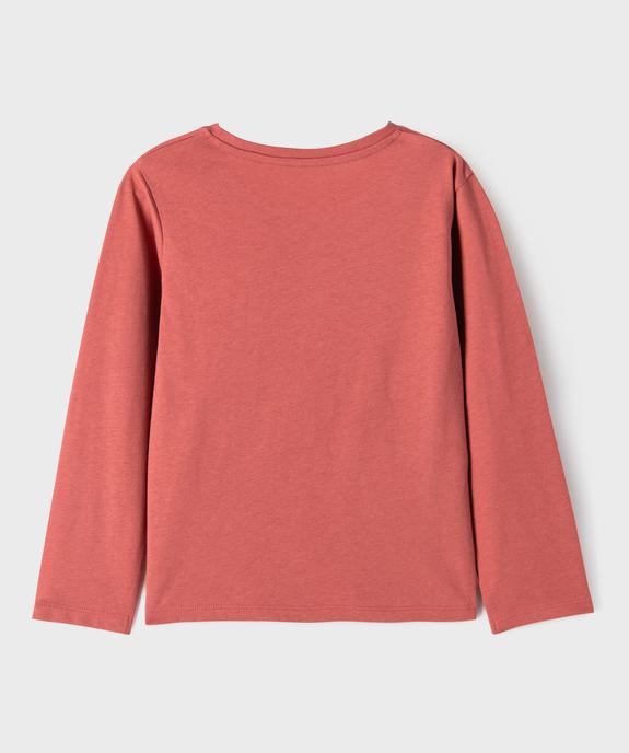 Tee-shirt manches longues avec motif girly fille vue3 - GEMO 4G FILLE - GEMO